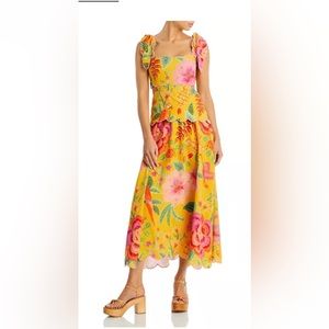 FARM Rio Macaw Bloom Scalloped Midi Dress New With Tags!! NWT!